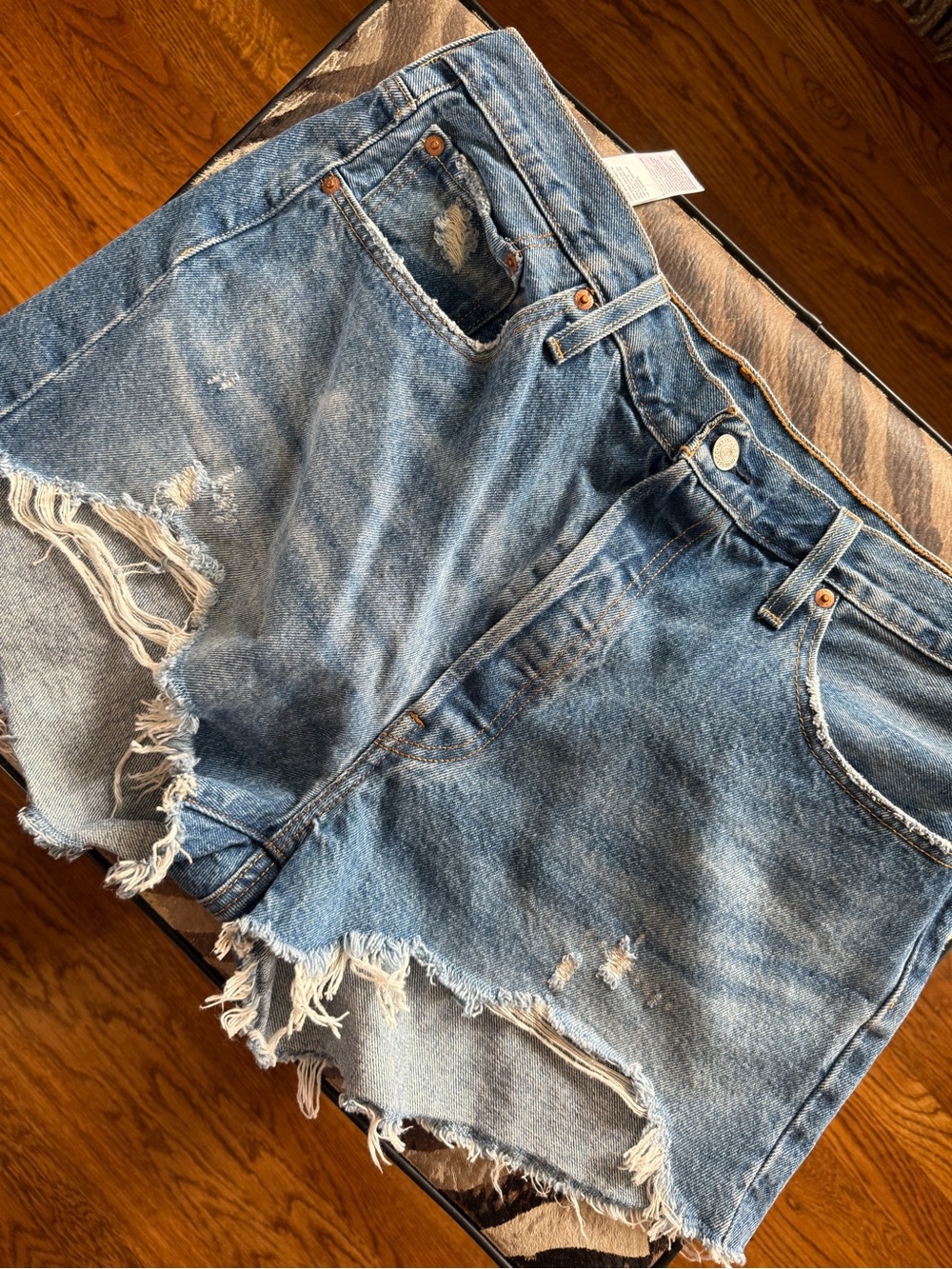 Levi's Light Blue Distressed Denim Shorts